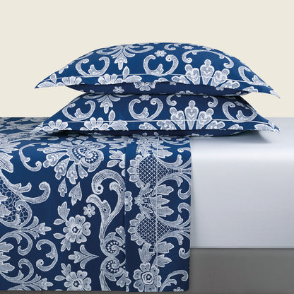 Sheet set cotton satin - Passementerie Blue