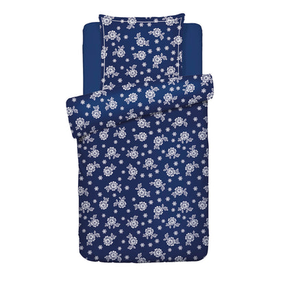 Duvet cover + pillowcase cotton satin - Blossom Dark blue