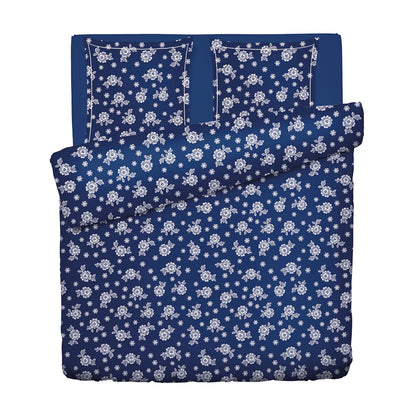 Duvet cover + pillowcase cotton satin - Blossom Dark blue