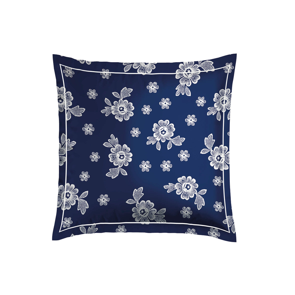 Pillowcase cotton satin - Blossom Dark blue 2 x (63 x 63 cm)