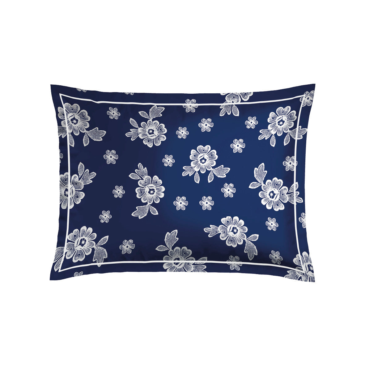 Pillowcase cotton satin - Blossom Dark blue 2 x (50 x 70 cm)