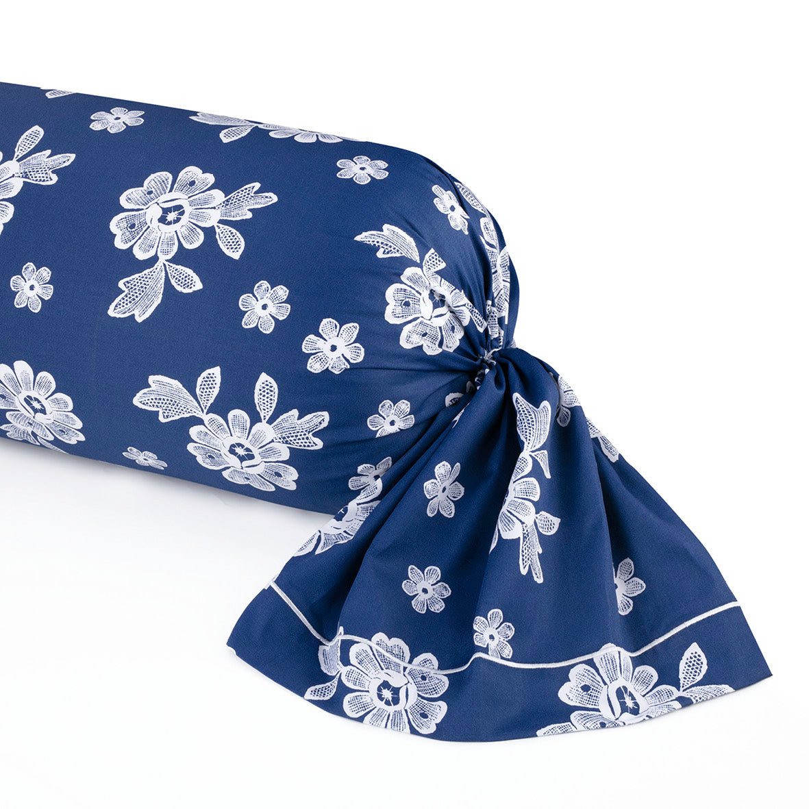 Pillowcase cotton satin - Blossom Dark blue 43 x 210 cm