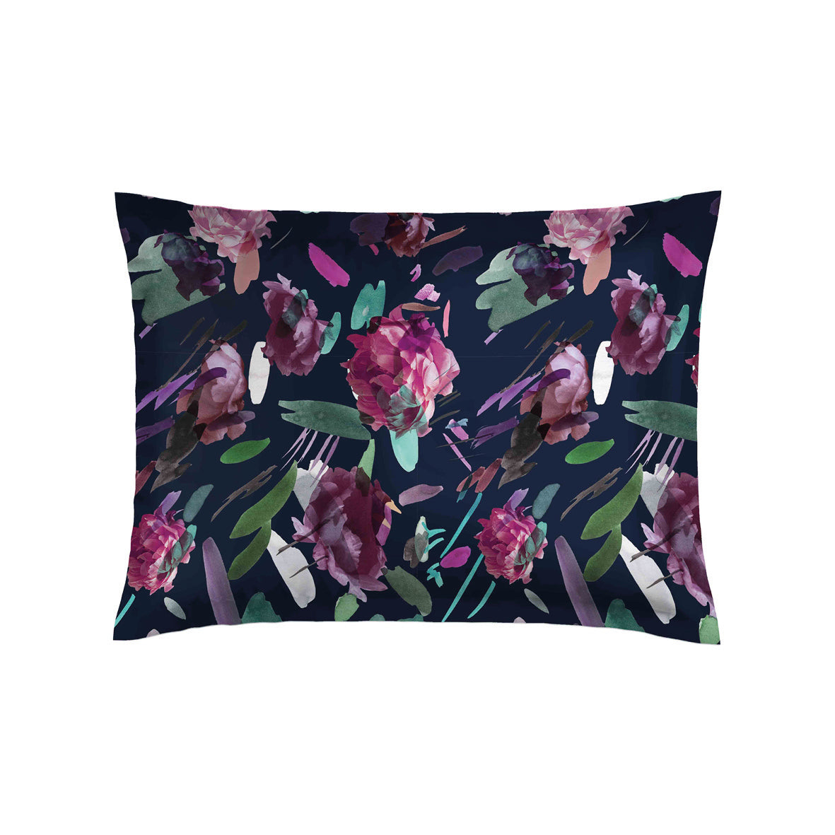 Pillowcase cotton satin - Pollen / Plum dark blue Plum