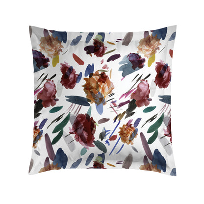 Pillowcase cotton satin - Arty flowers White