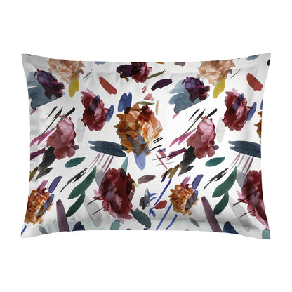 Pillowcase cotton satin - Arty flowers White