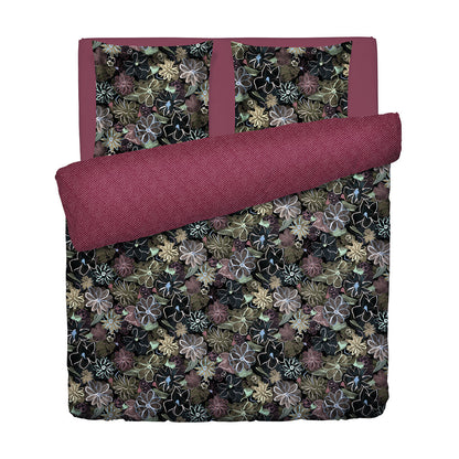 Duvet cover + pillowcase cotton satin - Fleurs pastel Black