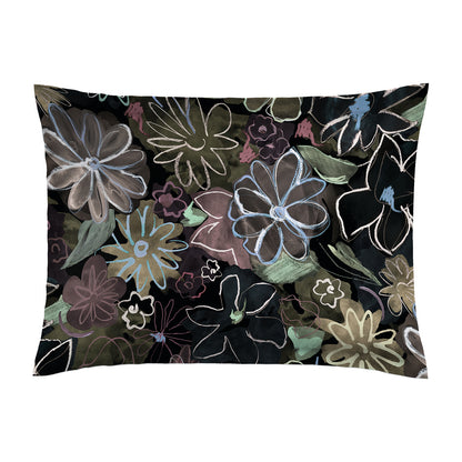 Pillowcase cotton satin - Pollen / Fleurs pastel Burgundy