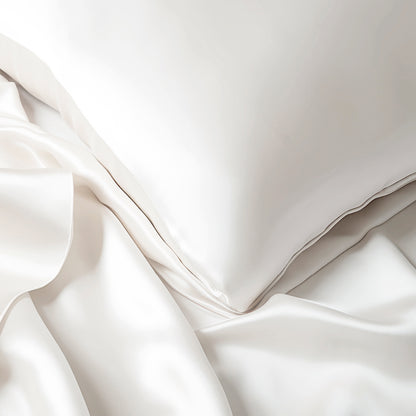Pillowcase + eyemask silk - Brume de soie White