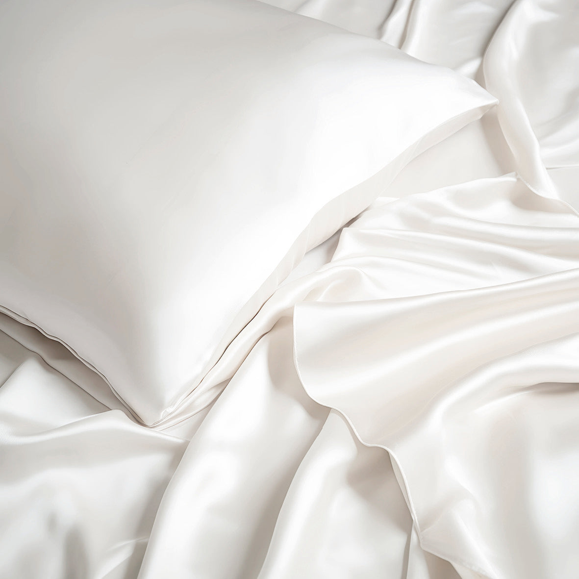 Pillowcase + eyemask silk - Brume de soie White