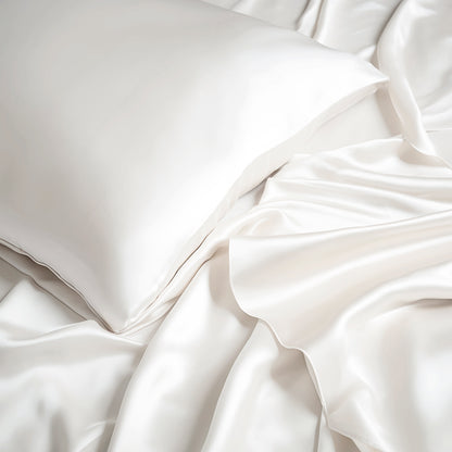 Pillowcase + eyemask silk - Brume de soie White