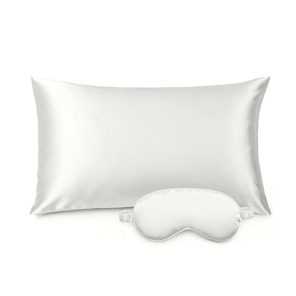 Pillowcase + eyemask silk - Brume de soie White 50 x 70 cm + 8,5 x 20,5 cm