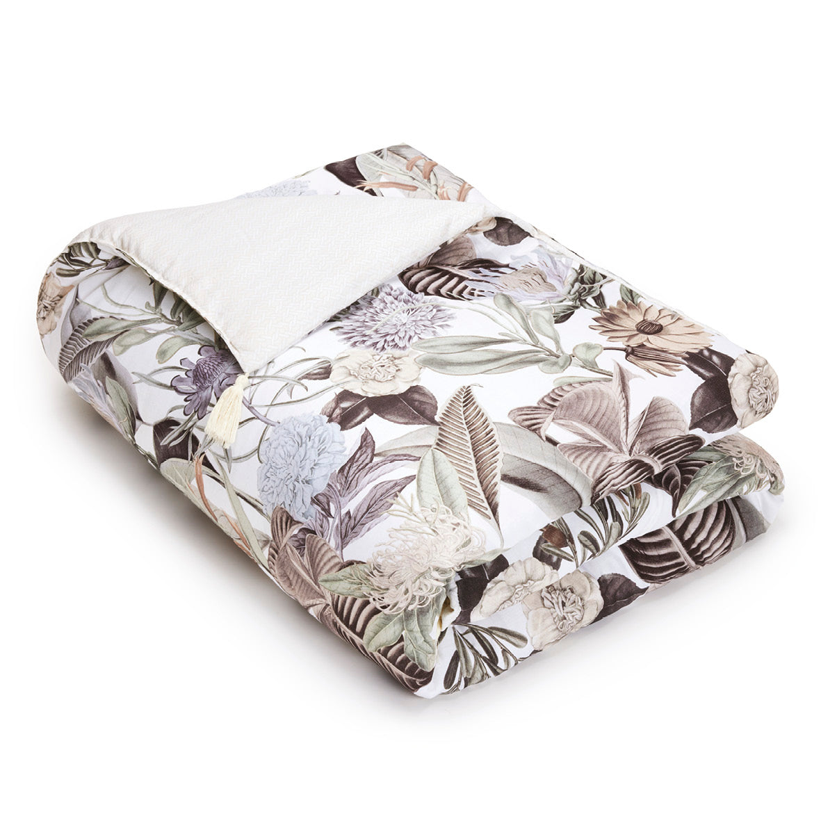 Quilt with tassels Garden Taupe - 140 x 200 cm