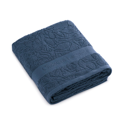 Bath towel combed cotton Jacquard - 90 x 180 cm Navy blue