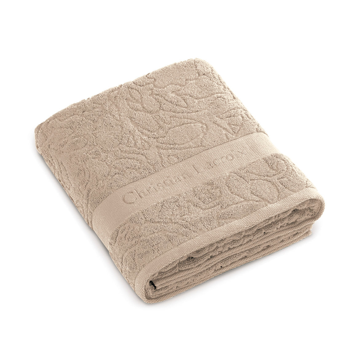 Bath towel combed cotton Jacquard - 90 x 180 cm Taupe