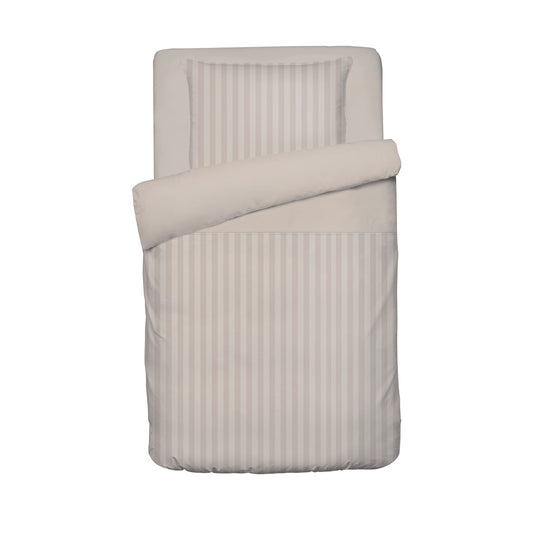 Duvet cover baby + pillowcase cotton satin Jacquard woven - Dobby Stripe Taupe