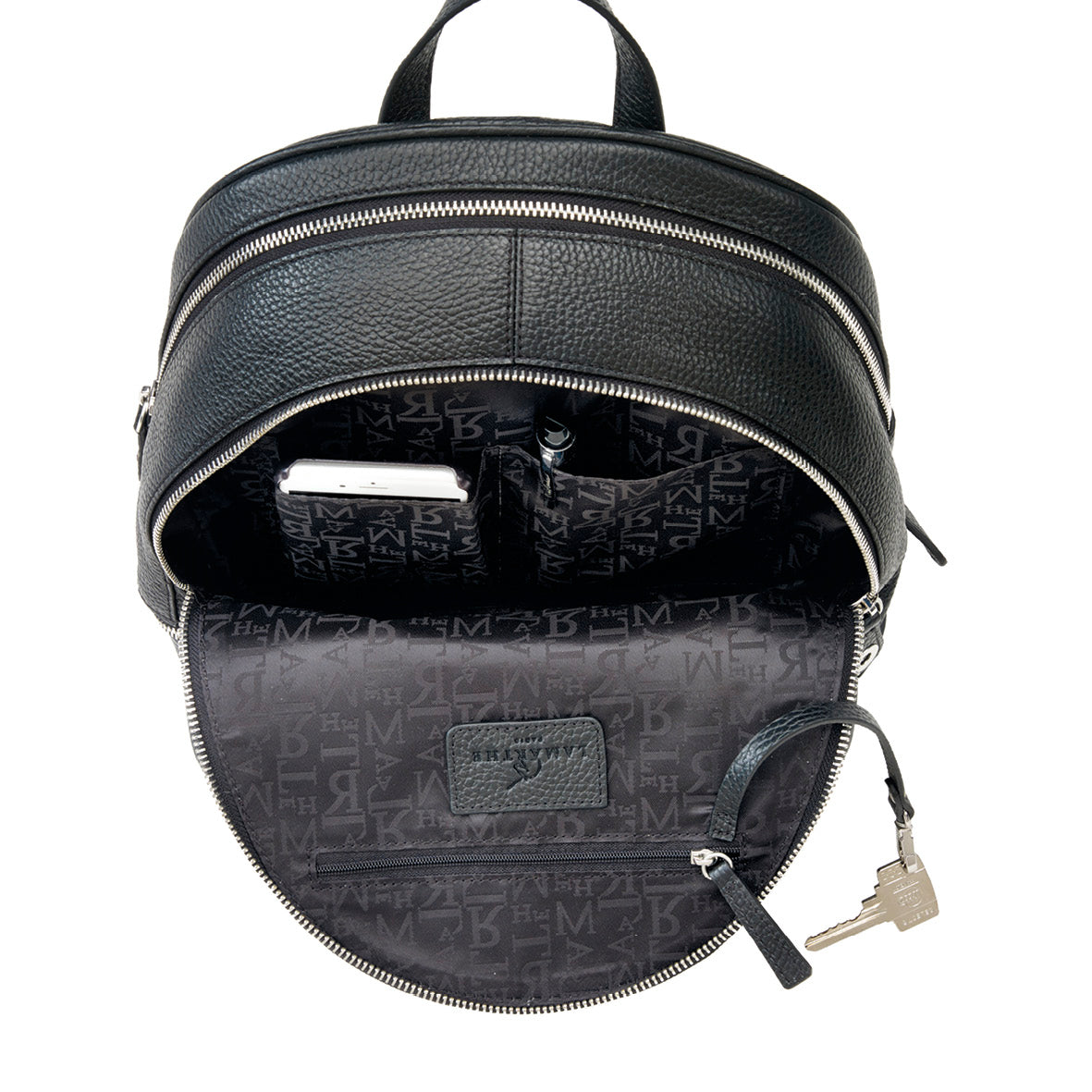 Leather backpack in black