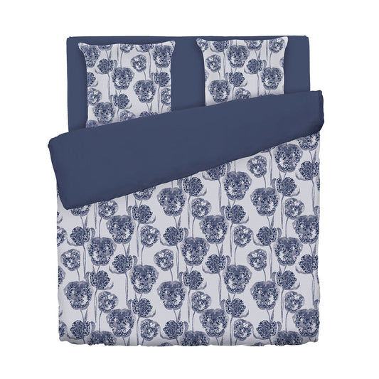 Duvet cover + pillowcase(s) cotton satin - Lace Blue Blue