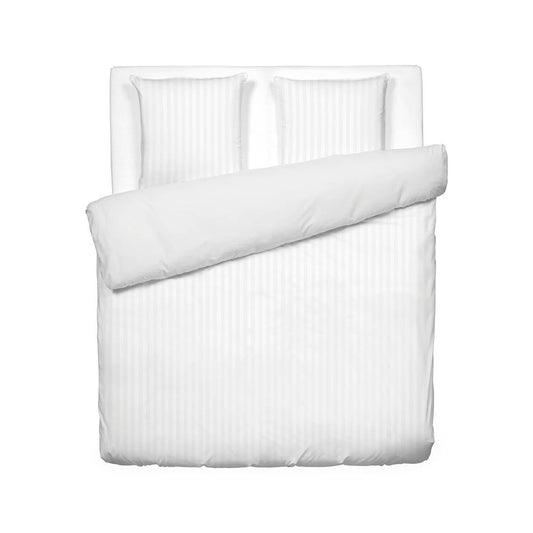 Duvet cover + pillowcase(s) cotton satin dobby stripe woven - White