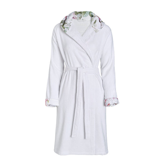 Hooded bathrobe - Jardin de roses White