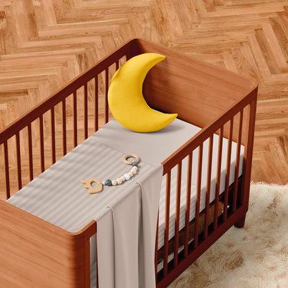 Duvet cover + pillowcase baby in cotton satin - Jacquard woven - Dobby stripe taupe