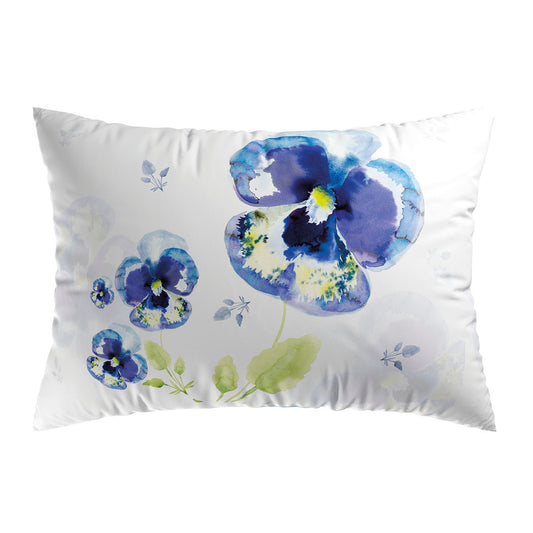 Pillowcase(s) cotton satin - Pansy Light blue