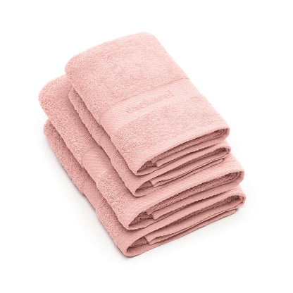 Set of 2 hand towels + 2 bath towels Salmon pink