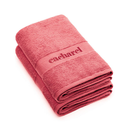Set of 2 bath towels Hibiscus pink