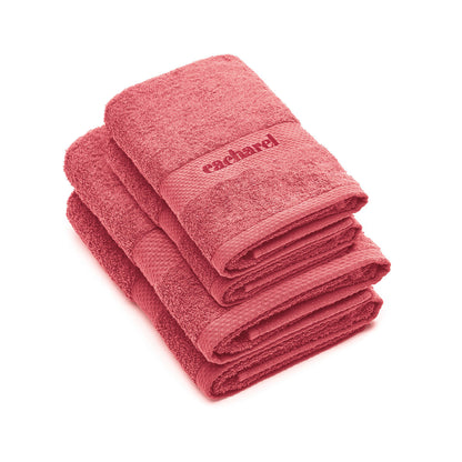 Set of 2 hand towels + 2 bath towels Hibiscus pink