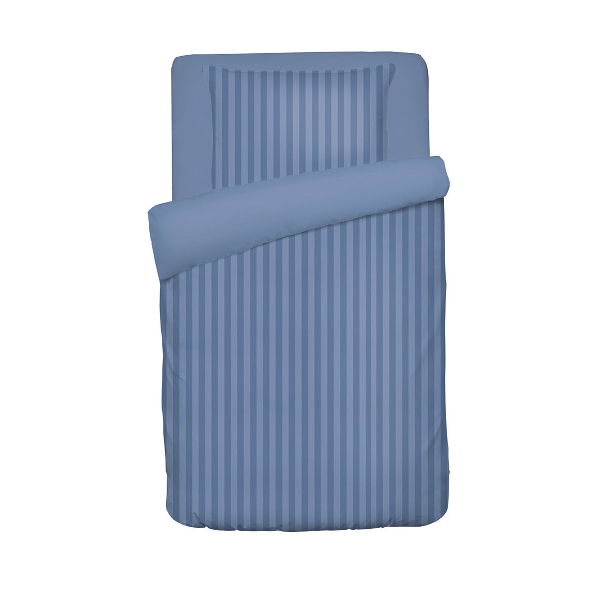 Duvet cover + pillowcase baby in cotton satin - Jacquard woven - Dobby stripe blue 100 x 135 cm + 40 x 60 cm