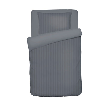 Duvet cover + pillowcase baby in cotton satin - Jacquard woven - Dobby stripe dark grey 100 x 135 cm + 40 x 60 cm