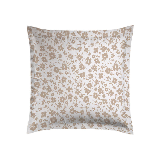 Pillowcase(s) cotton satin - Eglantine white/taupe 2 x (63 x 63 cm)