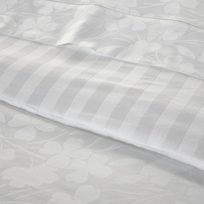 Duvet cover + pillowcase baby in cotton satin - Jacquard woven - Petites Fleurs white