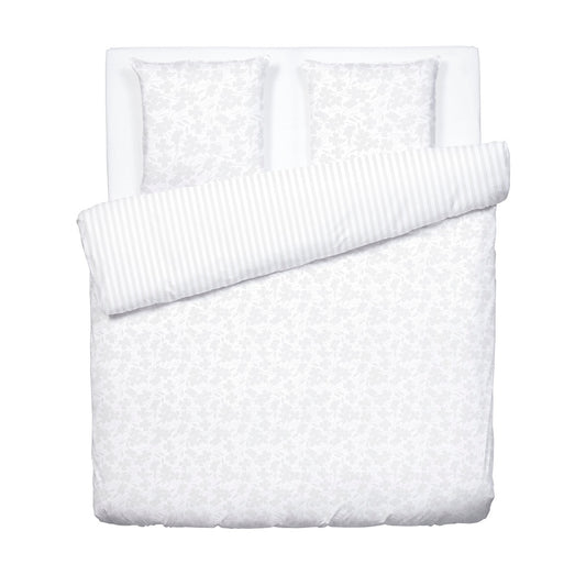Duvet cover + pillowcase(s) cotton satin - Jacquard woven - Petites Fleurs white