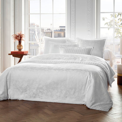 Pillowcase(s) cotton satin - Jacquard woven - Petites Fleurs white