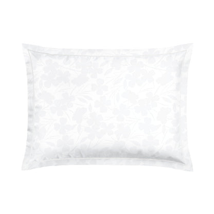 Pillowcase(s) cotton satin - Jacquard woven - Petites Fleurs white 50 x 70 cm