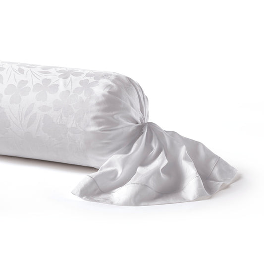 Bolster pillowcase - Jacquard woven - Petites Fleurs white
