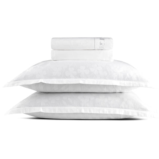 Sheet set : fitted sheet, flat sheet, pillowcase(s) in satin cotton - Petites Fleurs white