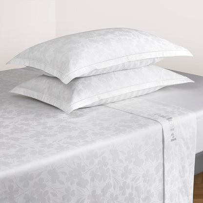 Sheet set : fitted sheet, flat sheet, pillowcase(s) in satin cotton - Petites Fleurs white