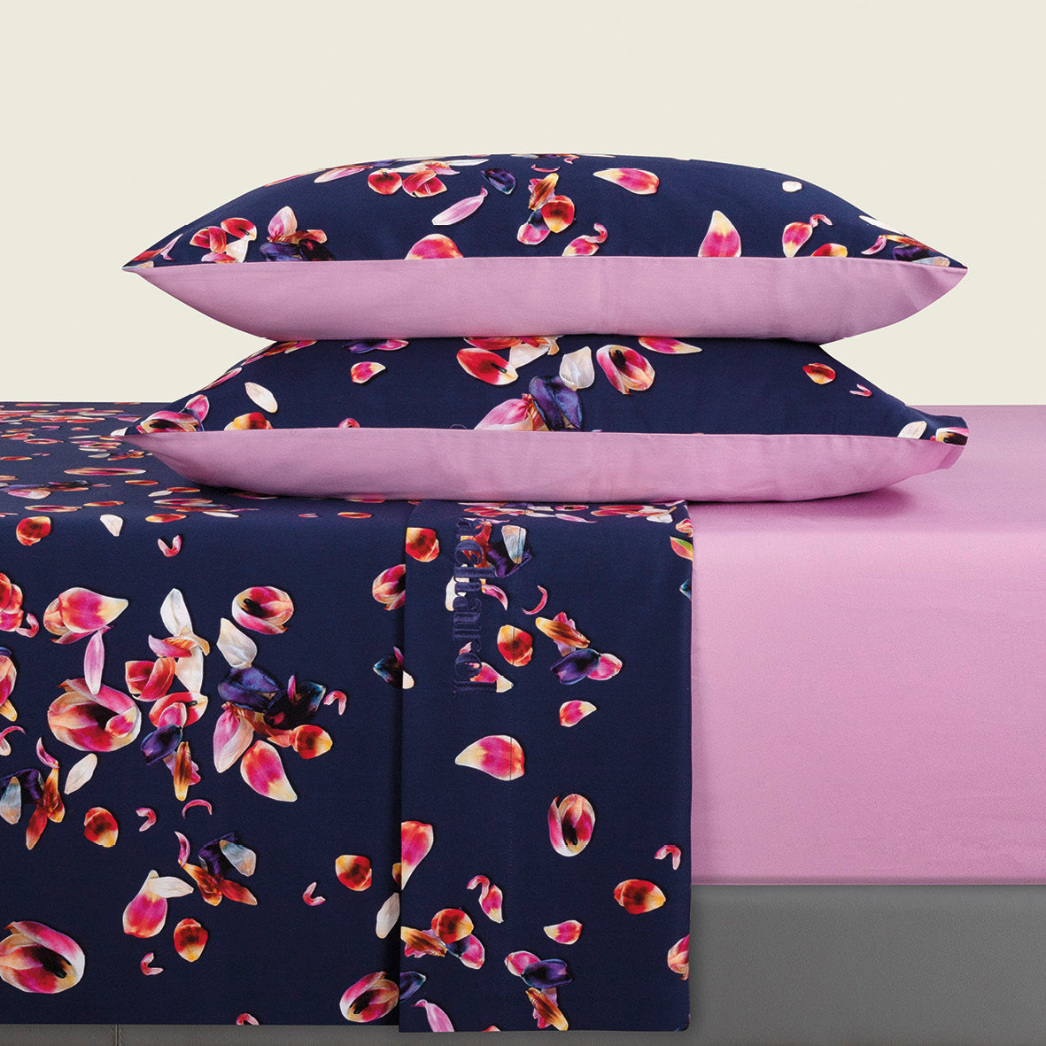 Sheet set : fitted sheet, flat sheet, pillowcase(s) in satin cotton - Aurore Pink