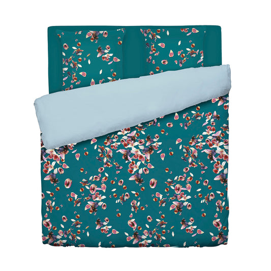 Duvet cover + pillowcase(s) cotton satin - Aurore Green 260 x 240 cm + 2 x (63 x 63 cm)