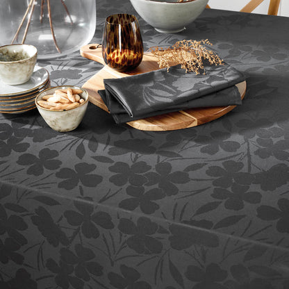 Tablecloth - Jacquard woven - Petites Fleurs dark grey