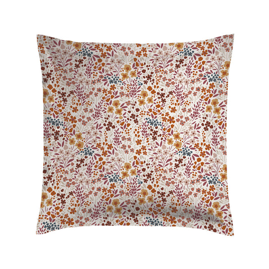 Pillowcase(s) cotton satin - Fleurs des Champs burgundy
