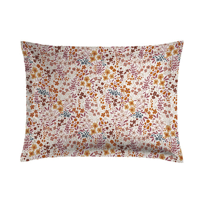 Pillowcase(s) cotton satin - Fleurs des Champs burgundy 2 x (50 x 70 cm)