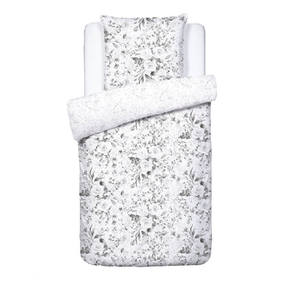 Duvet cover + pillowcase(s) cotton satin - Pétale de rose Black/white