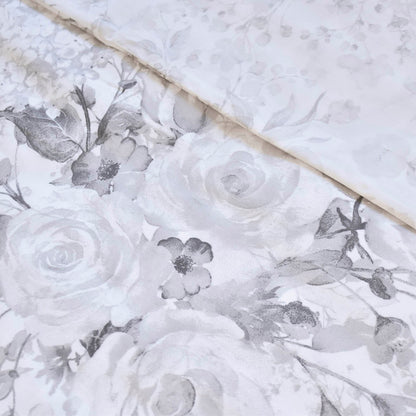 Duvet cover + pillowcase(s) cotton satin - Pétale de rose Black/white