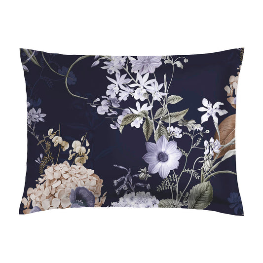 Pillowcase(s) cotton satin - Bouquet d'hortensias dark blue