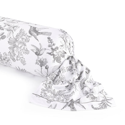 Pillowcase(s) cotton satin - Jardin du colibri Black grey 43 x 210 cm