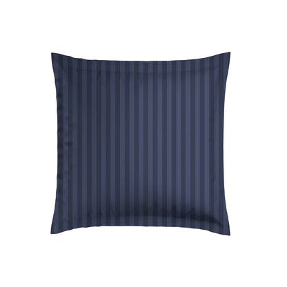 Pillowcase(s) cotton satin - Jacquard woven - dobby stripe dark blue
