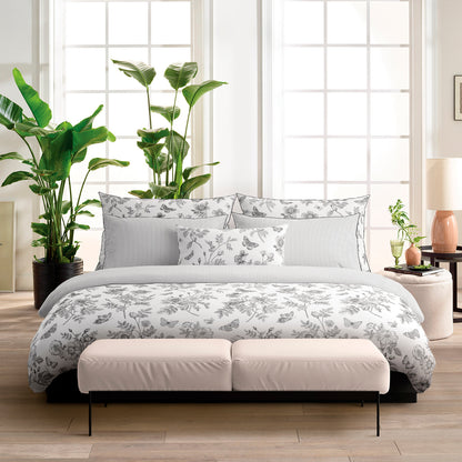 Duvet cover + pillowcase(s) cotton satin - Envolée de papillons White