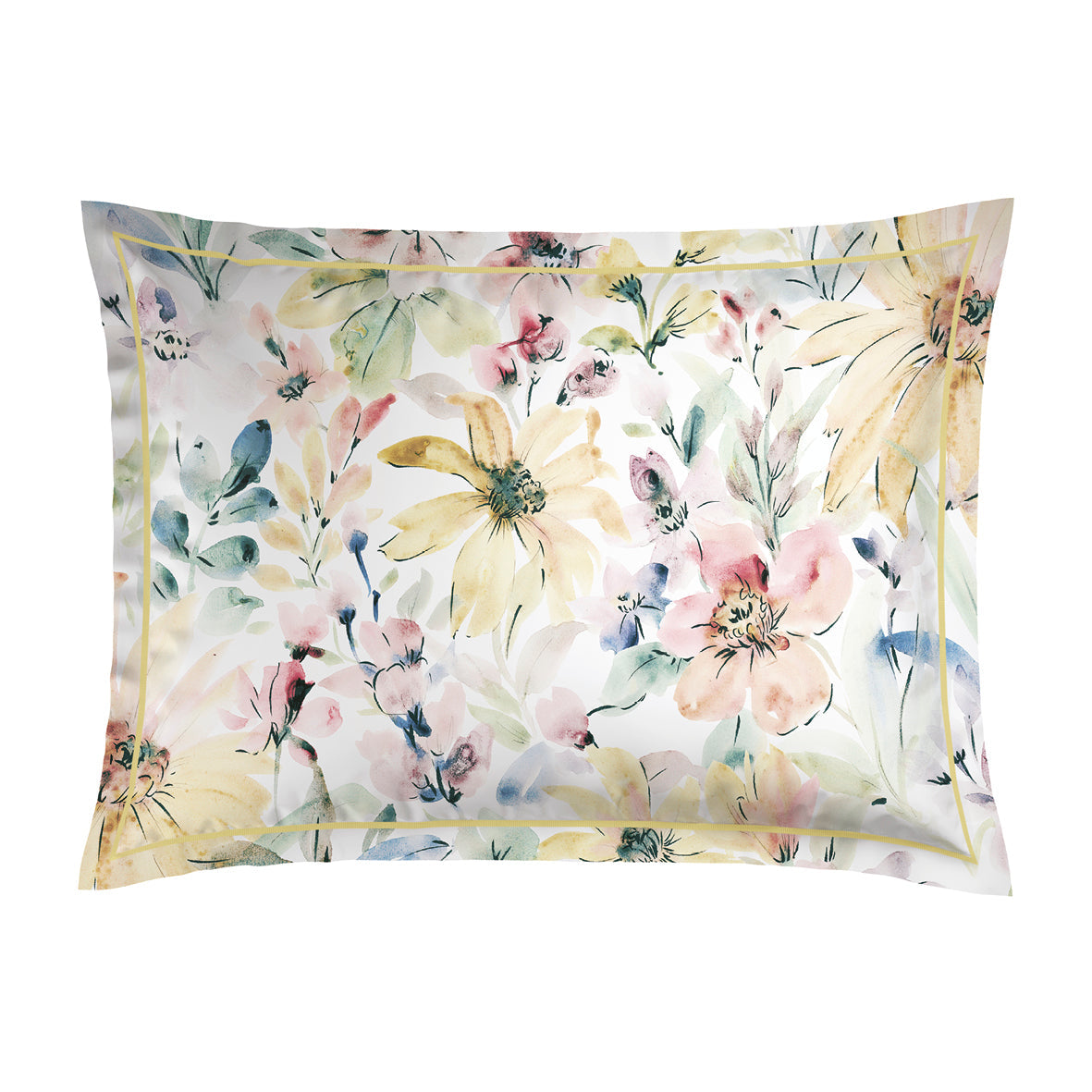 Pillowcase(s) cotton satin - Douceur florale Yellow 2 x (50 x 70 cm)